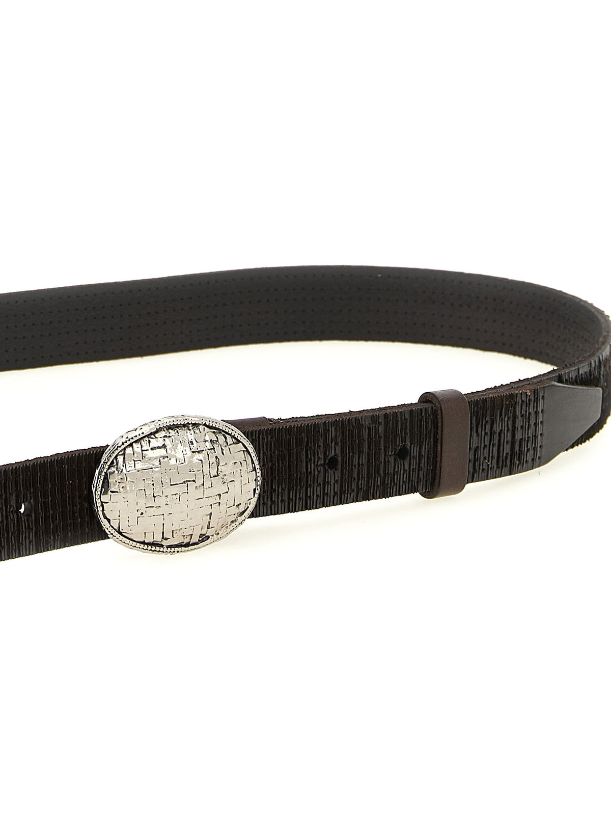 Brunello Cucinelli Texture Leather Belt Brown