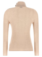 Moncler Textured Wool Turtleneck Sweater Beige, view 2