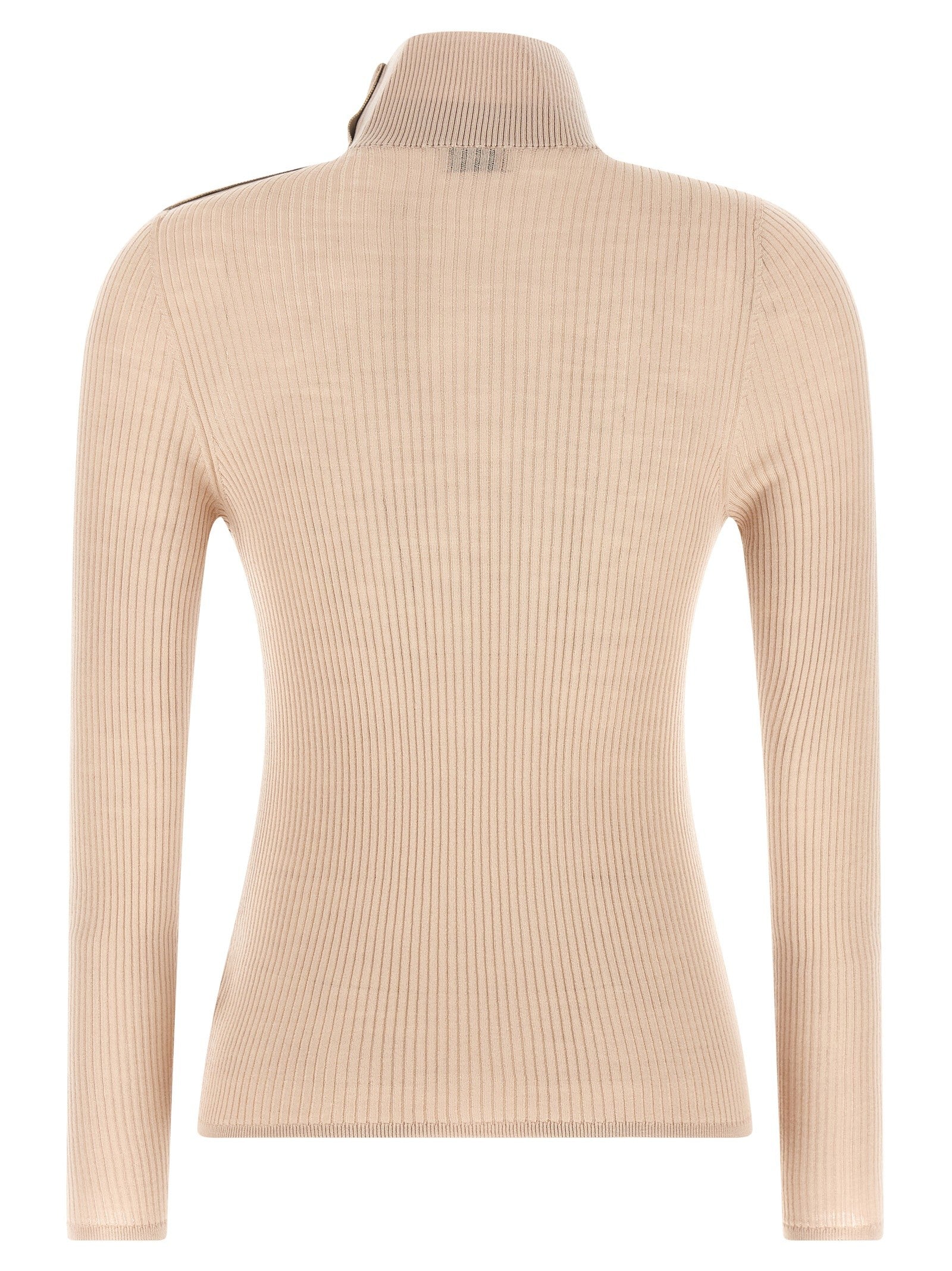 Moncler Textured Wool Turtleneck Sweater Beige