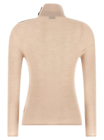 Moncler Textured Wool Turtleneck Sweater Beige