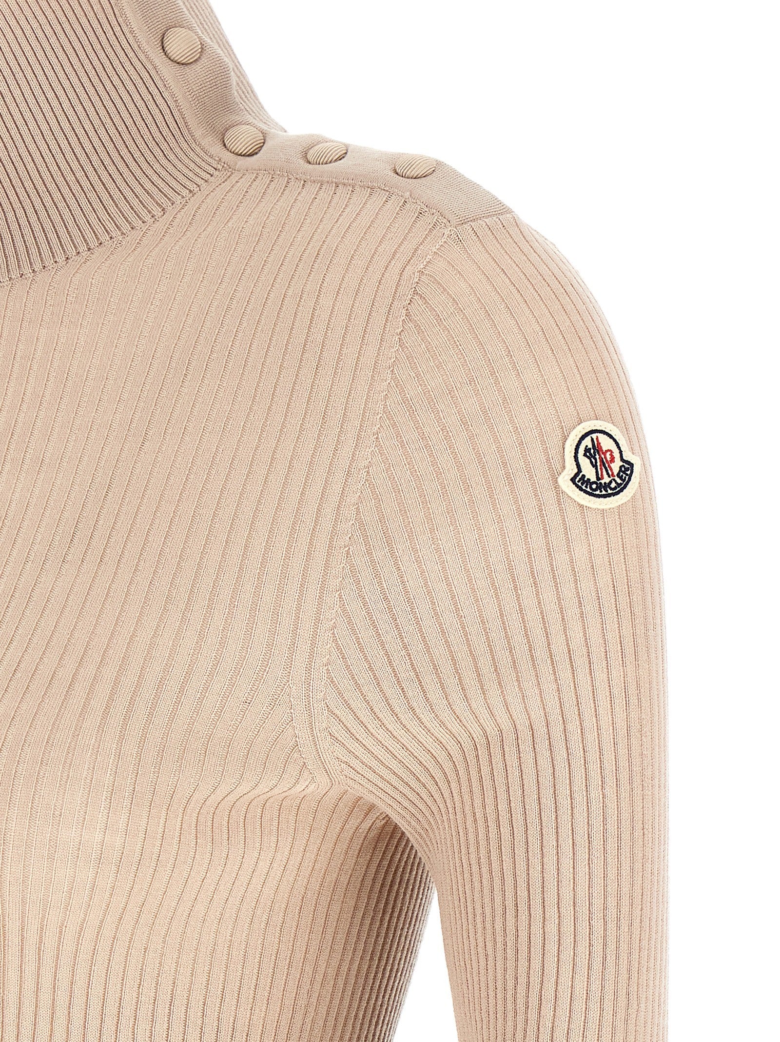 Moncler Textured Wool Turtleneck Sweater Beige