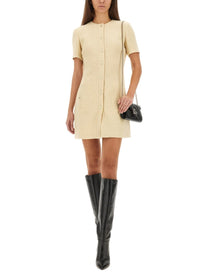 Gucci Women's Textured Wool Tweed Dress Beige