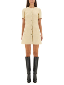 Gucci Women's Textured Wool Tweed Dress Beige