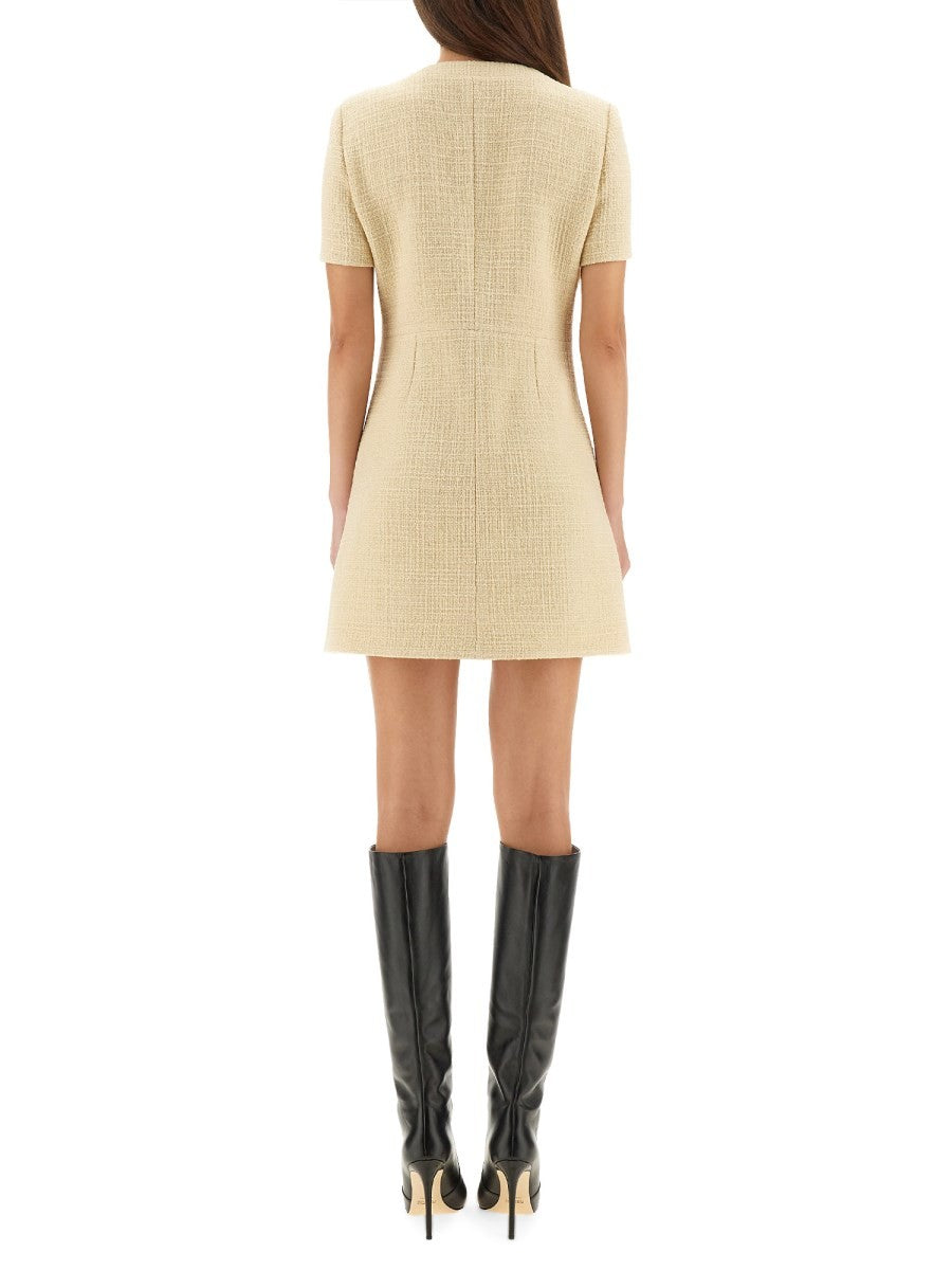 Gucci Women's Textured Wool Tweed Dress Beige