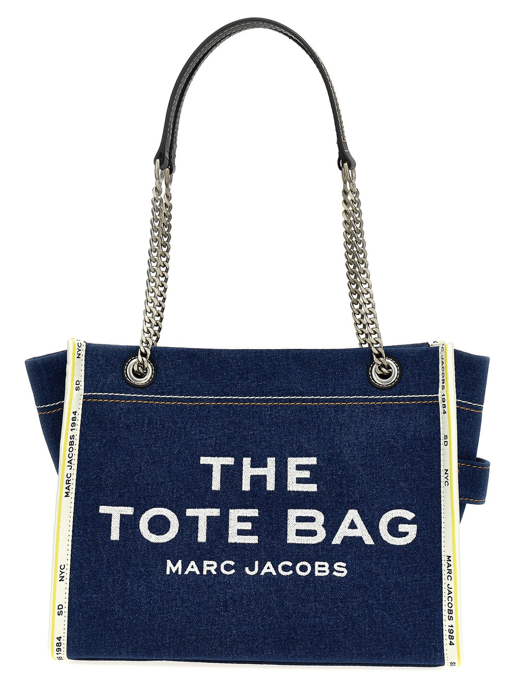 Marc Jacobs The Denim Chain Medium Tote Shoulder Bag Blue