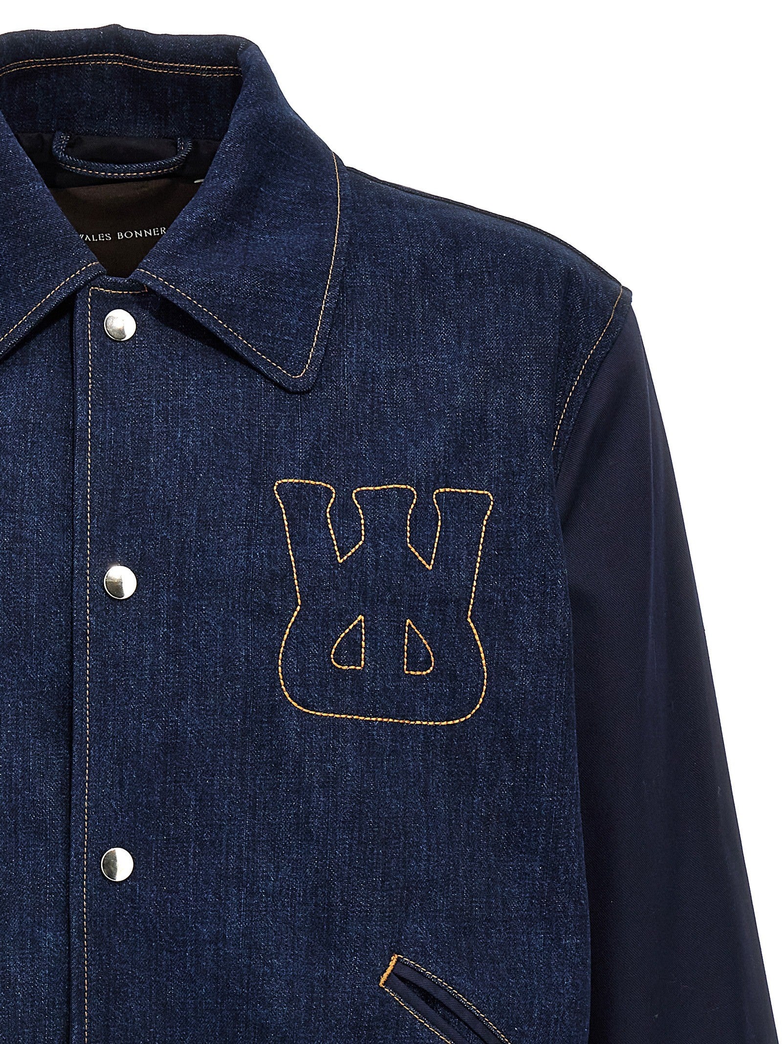 Wales Bonner The Echo Denim Varsity Jacket Blue