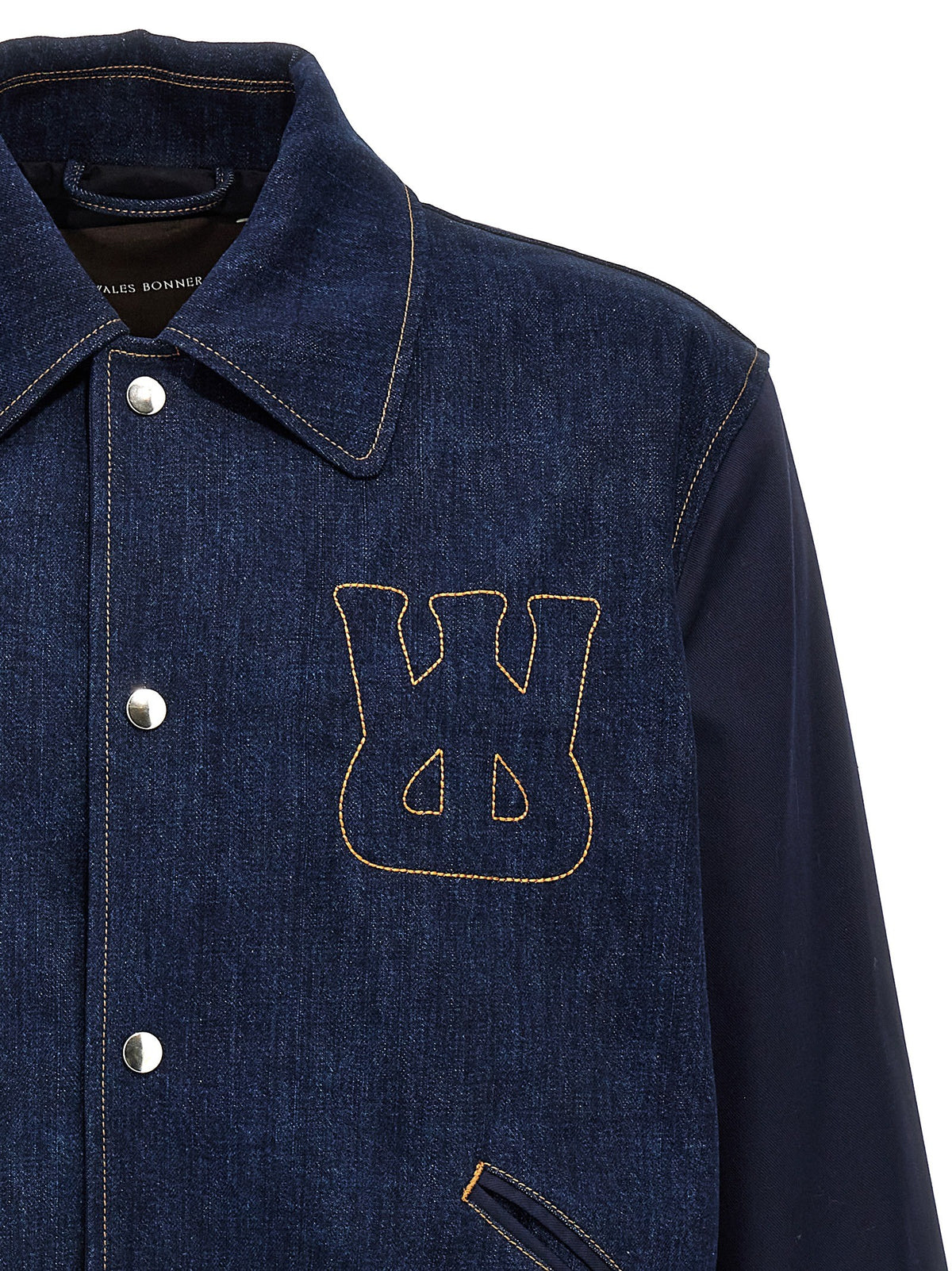 Wales Bonner The Echo Denim Varsity Jacket Blue, view 3