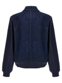 Wales Bonner The Echo Denim Varsity Jacket Blue
