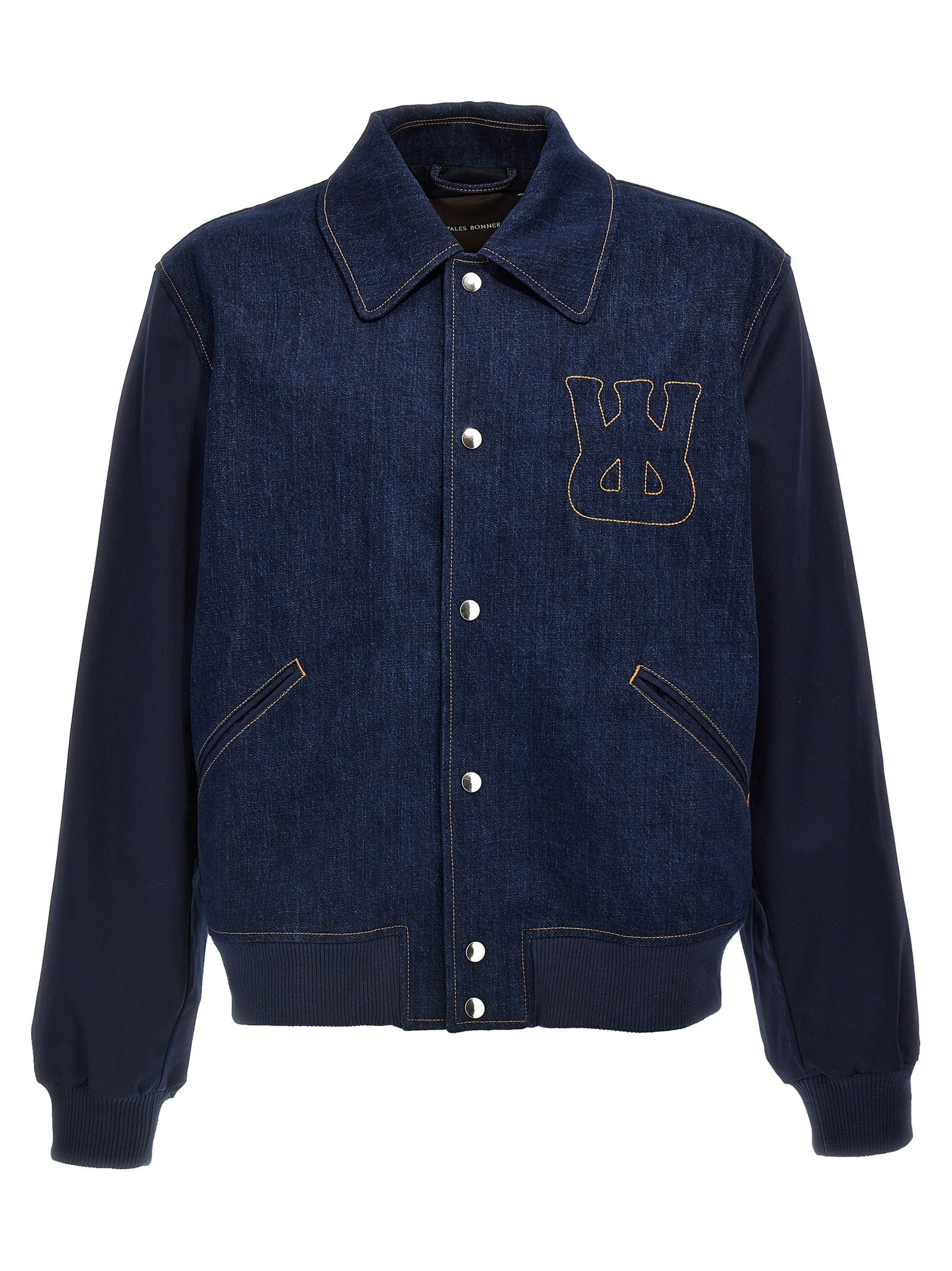 Wales Bonner The Echo Denim Varsity Jacket Blue