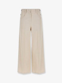 Brunello Cucinelli Women's The Maxi Sailor Jean Low Slung Trousers White