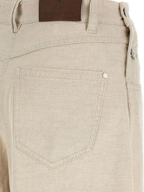 Brunello Cucinelli Women's The Maxi Sailor Jean Low Slung Trousers White
