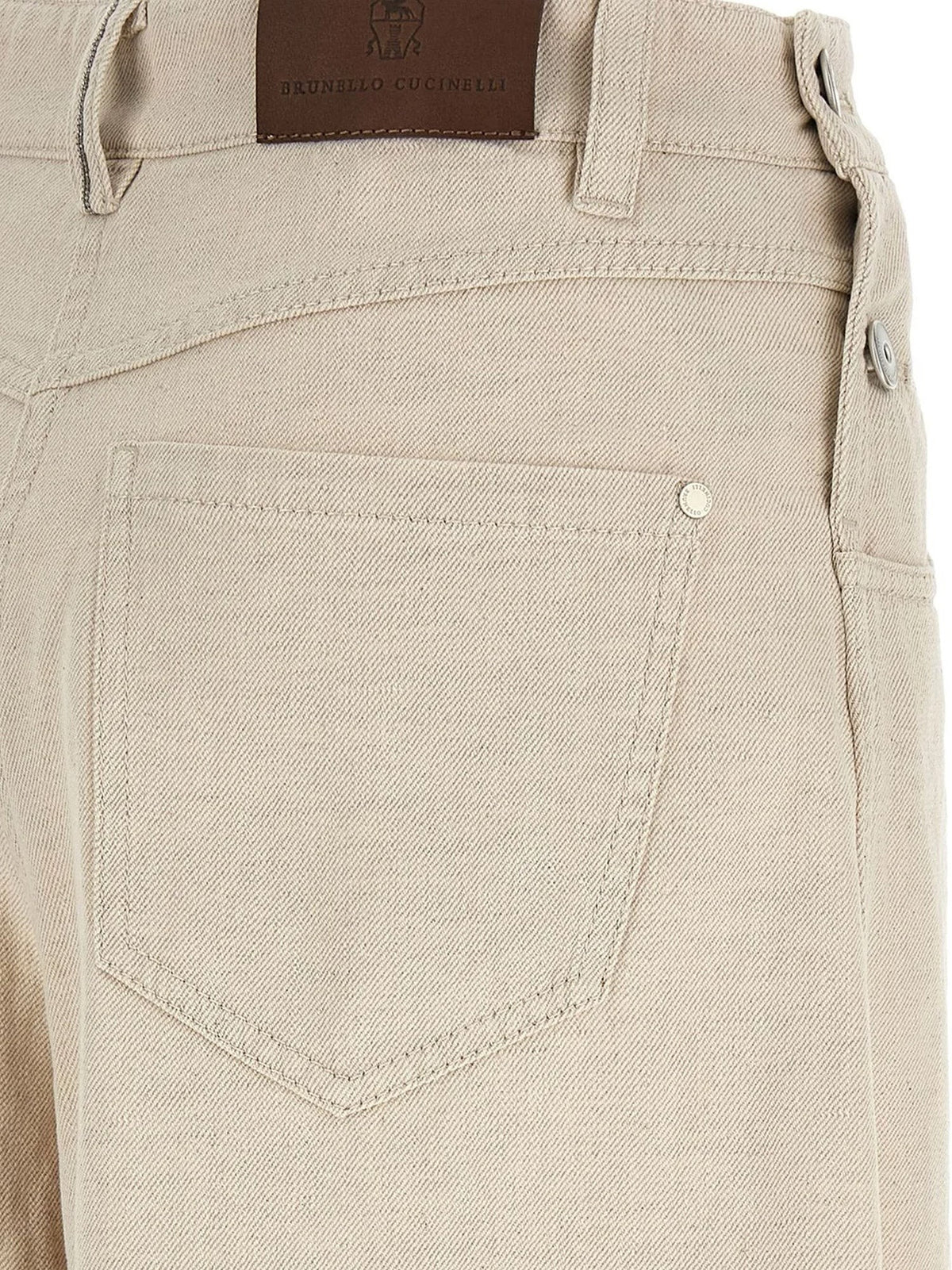 Brunello Cucinelli Women's The Maxi Sailor Jean Low Slung Trousers White