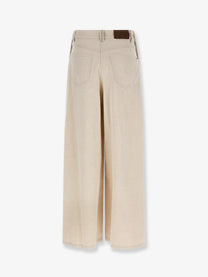Brunello Cucinelli Women's The Maxi Sailor Jean Low Slung Trousers White