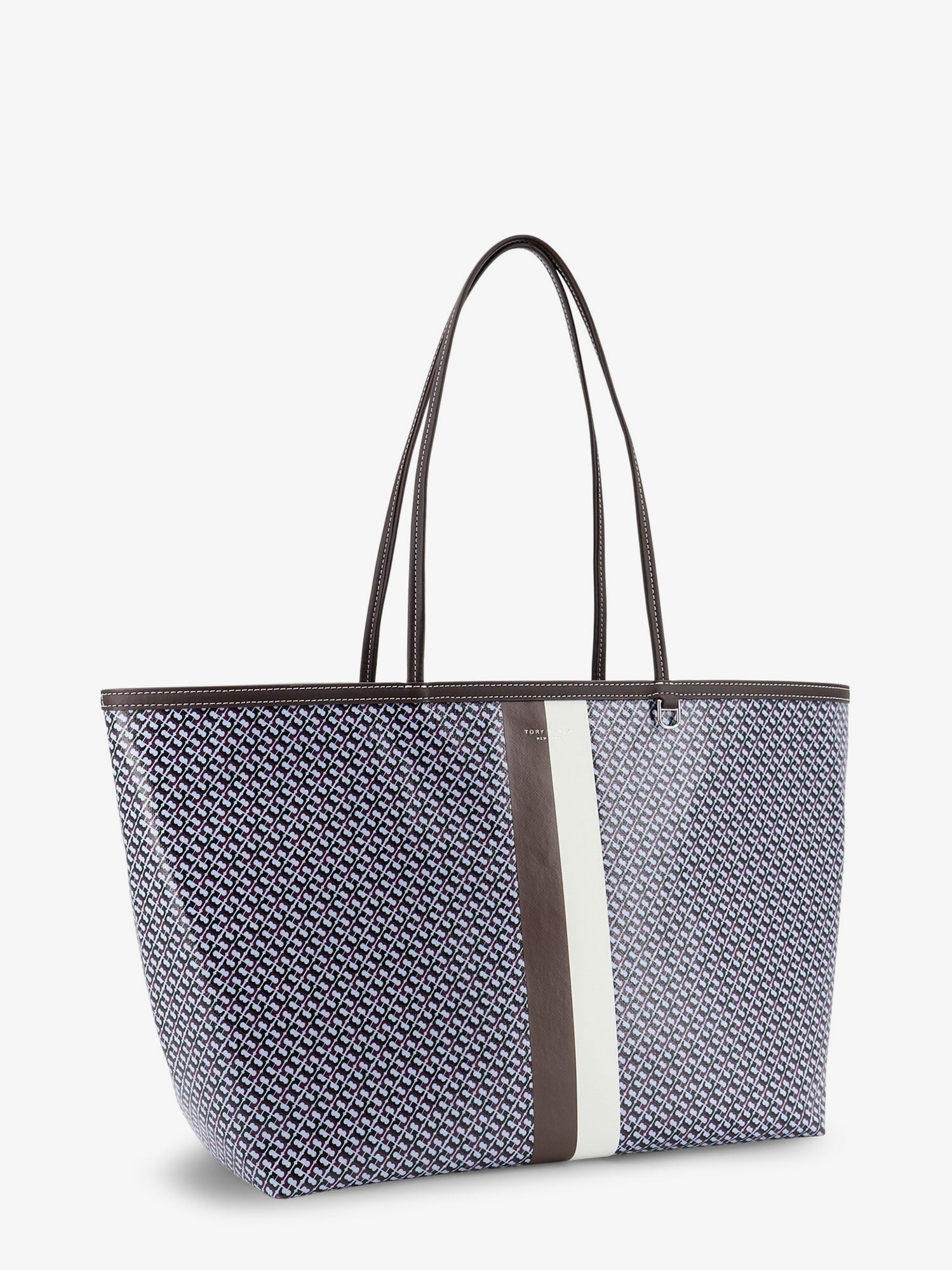 Tory Burch Women's The Racer Tote Shoulder Bag in Coated Canvas Blue