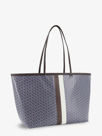 Tory Burch Women's The Racer Tote Shoulder Bag in Coated Canvas Blue