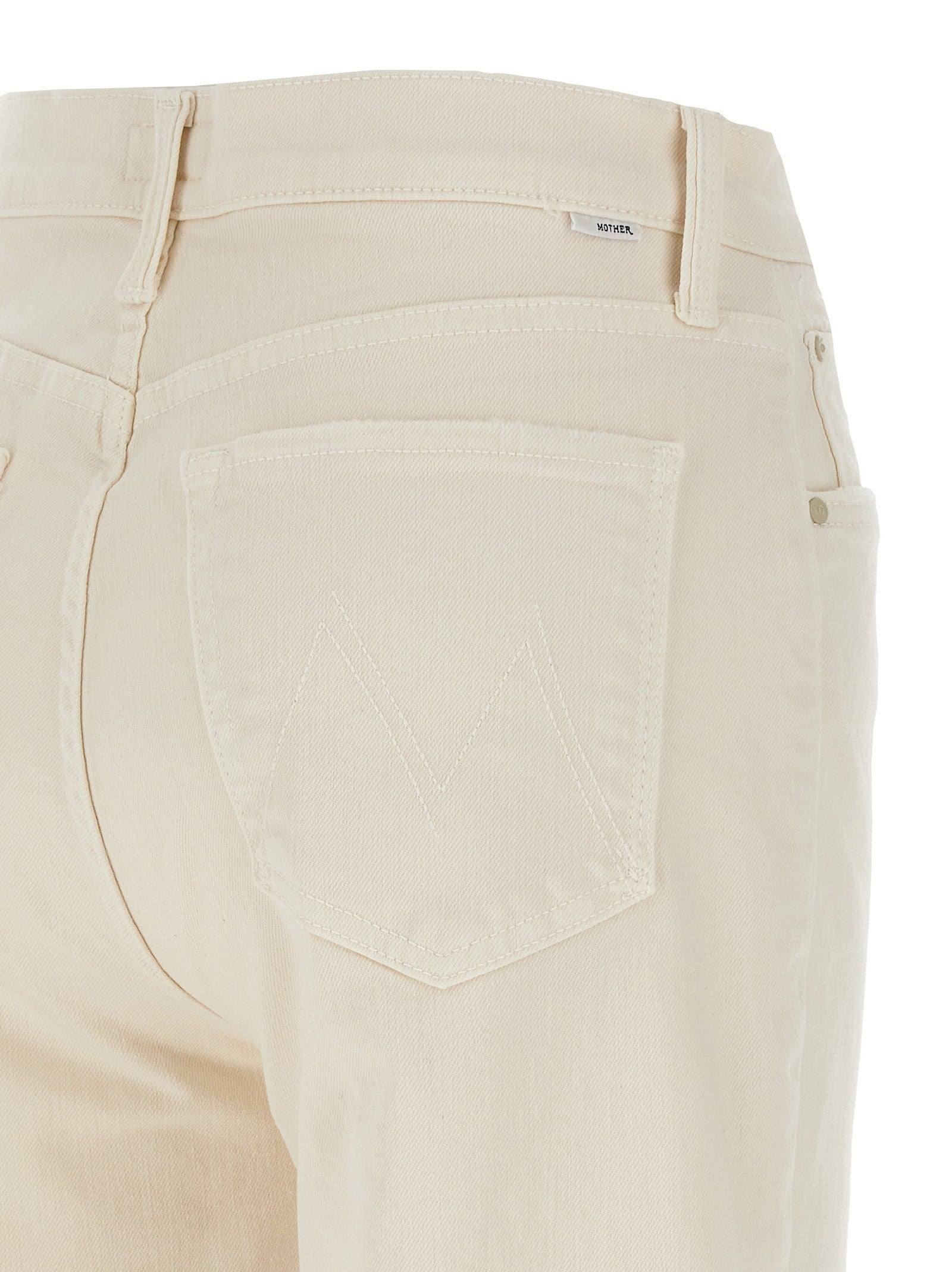 MOTHER The Rambler Zip Ankle Jeans White