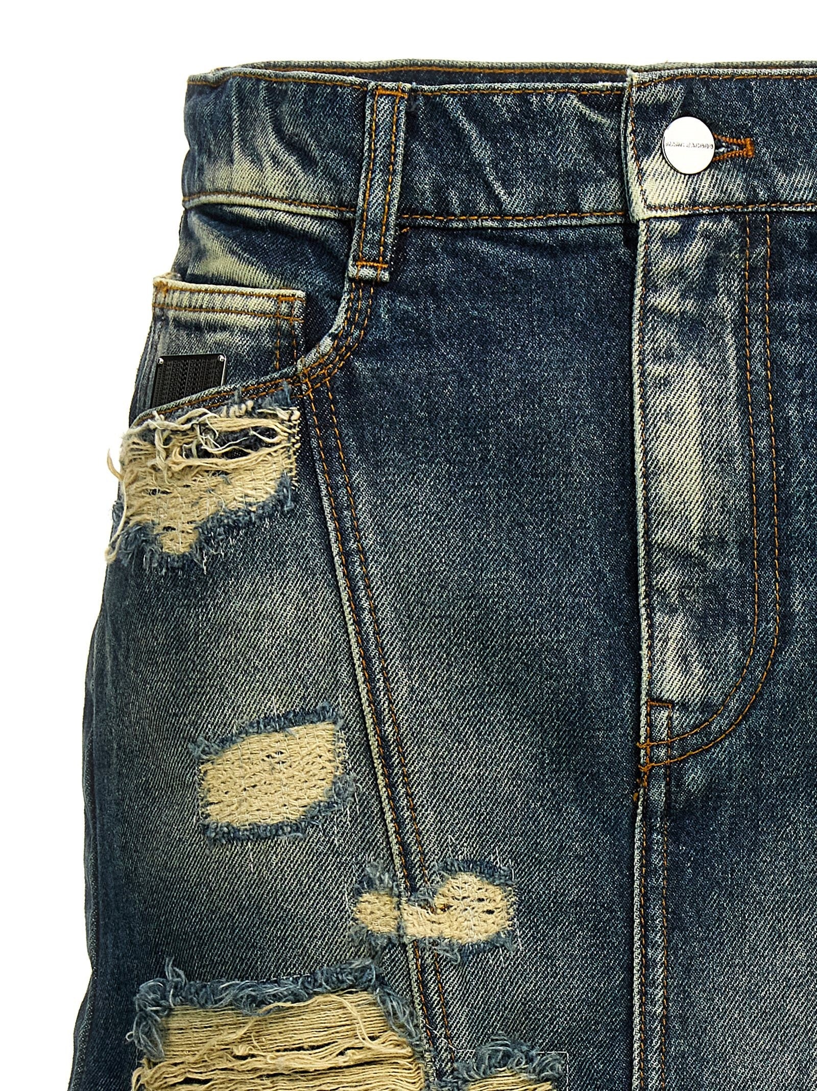 Marc Jacobs The Rip and Repair Straight Jean Skirt Blue