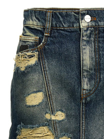 Marc Jacobs The Rip and Repair Straight Jean Skirt Blue