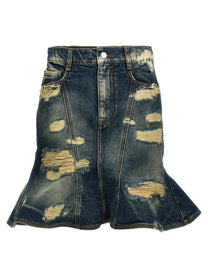 Marc Jacobs The Rip and Repair Straight Jean Skirt Blue
