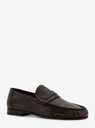 The Row Women's Theo Leather Loafers Brown, view 2