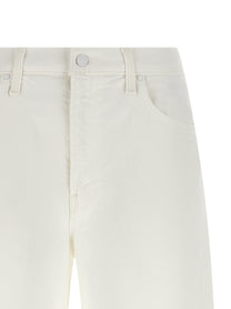 MOTHER The Whole Lot Zip Twist Fray Bermuda Shorts White
