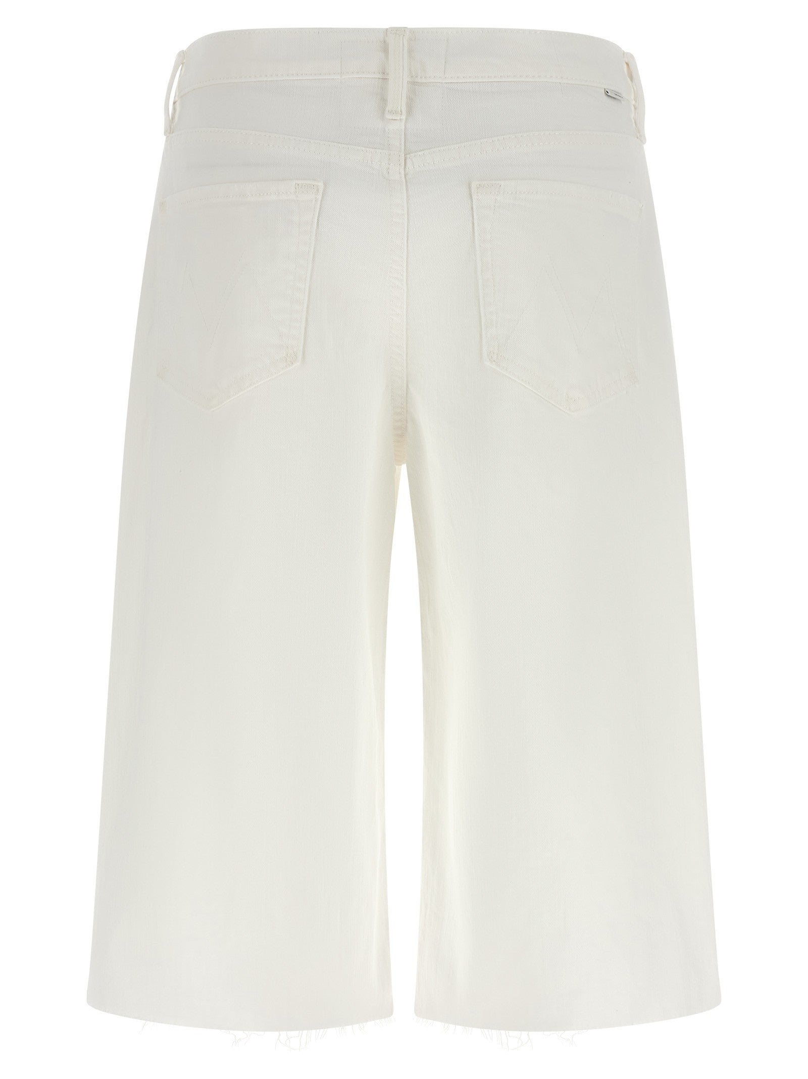 MOTHER The Whole Lot Zip Twist Fray Bermuda Shorts White