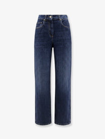 Brunello Cucinelli Women's The Wide Barrel Full Lenght Jeans Blue