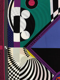 Versace Theatre Print Silk Scarf Gold