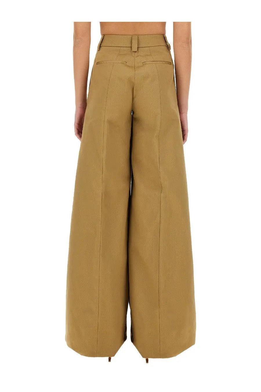 Thelatest women’s alma pants beige tan wide-leg trousers with high-waisted structured design and front pockets