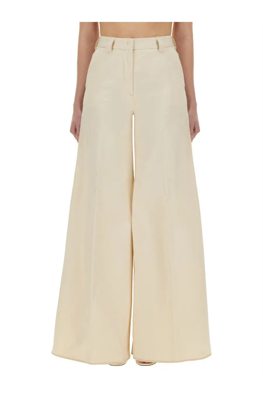 Cream-colored tailored high-waisted wide-leg trousers with clean stitching from Thelatest Women’s Wide Pant Alma White