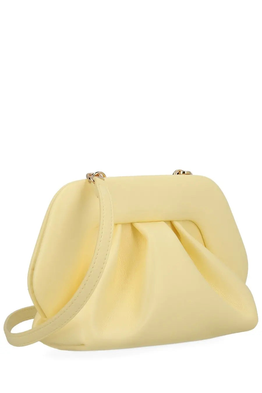 Themoirè women’s borsa bios small yellow clutch bag with soft pleated texture and matching strap