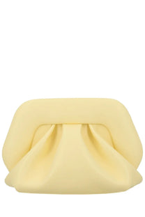 Themoirè women’s borsa bios small yellow clutch with soft pale yellow plush ruched texture and rounded edges
