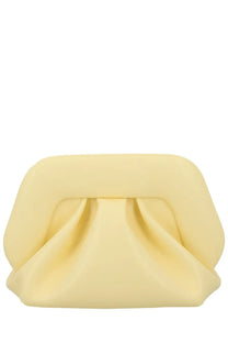 Themoirè women’s borsa bios small yellow soft clutch with pale yellow plush ruched texture and rounded edges