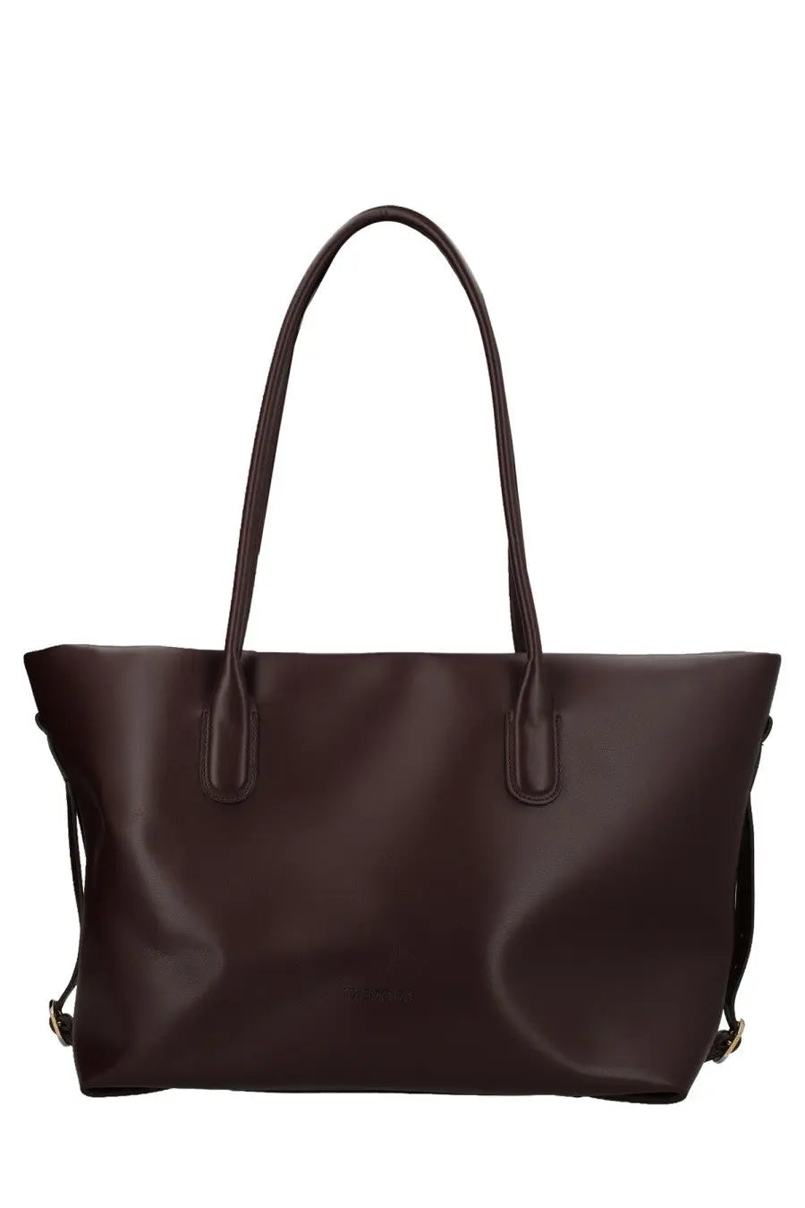 Dark brown leather tote bag with two top handles and adjustable shoulder straps by Themoirè Women’s Borsa Taila brown