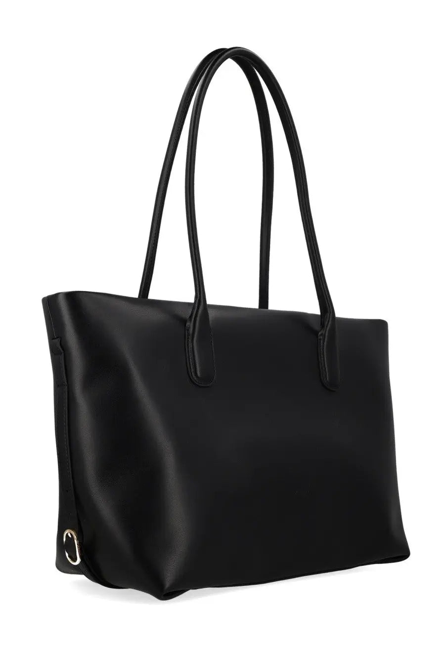 Themoirè women’s borsa tallia black black leather tote bag with sleek minimalist design and gold tone hardware