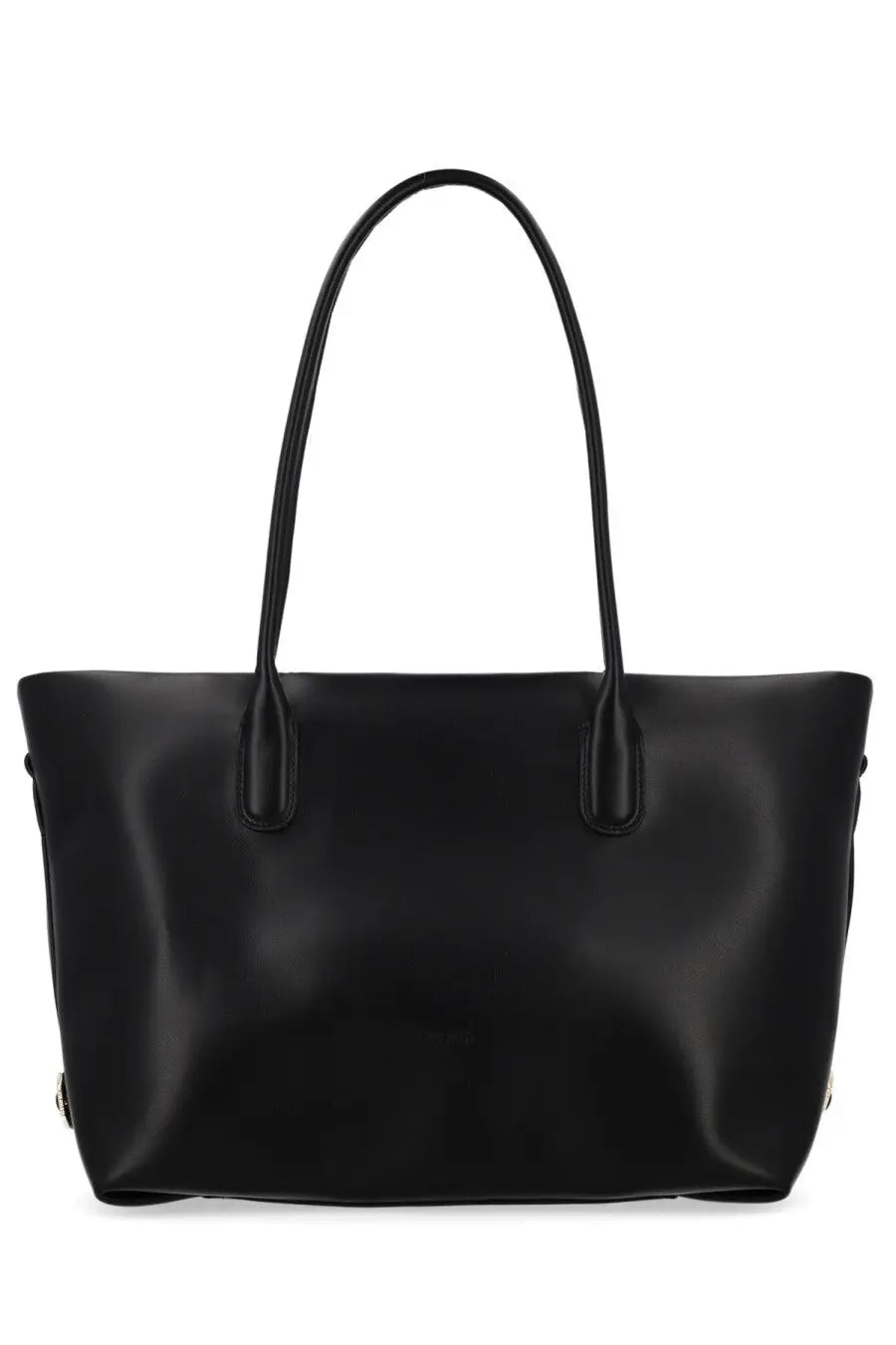 Themoirè women’s borsa tallia black leather tote bag with minimalist design and sturdy handles