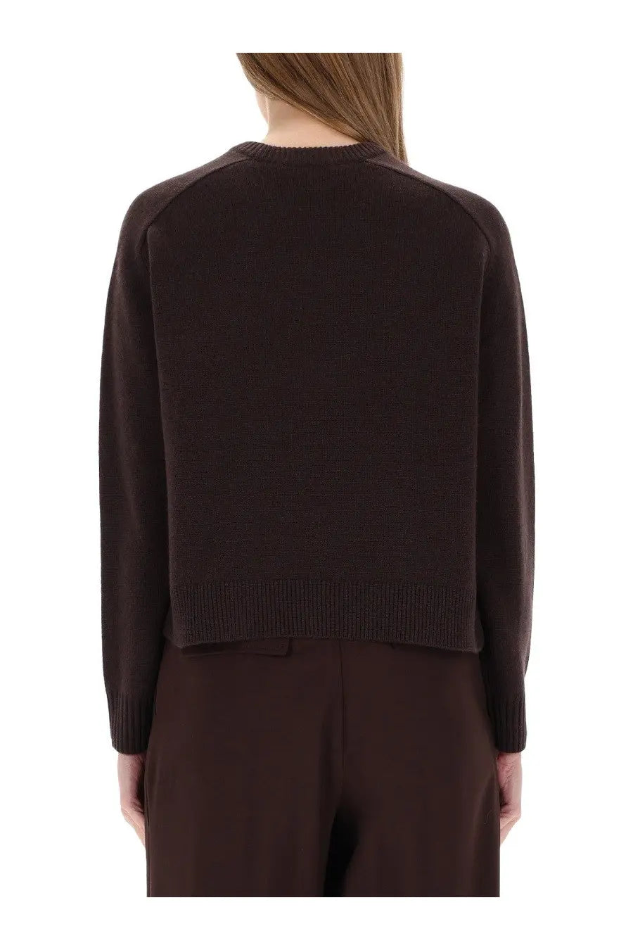 Theory women’s cashmere sweater brown in dark brown with long sleeves and ribbed hem and cuffs