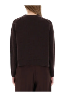 Theory women’s cashmere sweater brown in dark brown with long sleeves and ribbed hem and cuffs