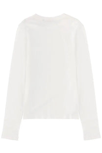 Theory women’s long sleeve shirt white with a relaxed fit soft slightly sheer minimalist fabric