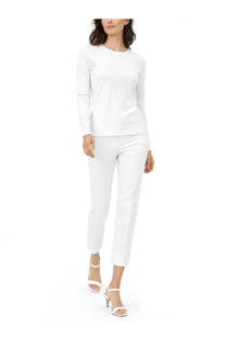 Theory women’s white long sleeve tailored fit shirt with round neckline made from soft fabric