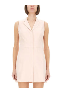 Theory women’s mini dress blue featuring a sleek sleeveless blush pink blazer style with tailored collar and structured waistband
