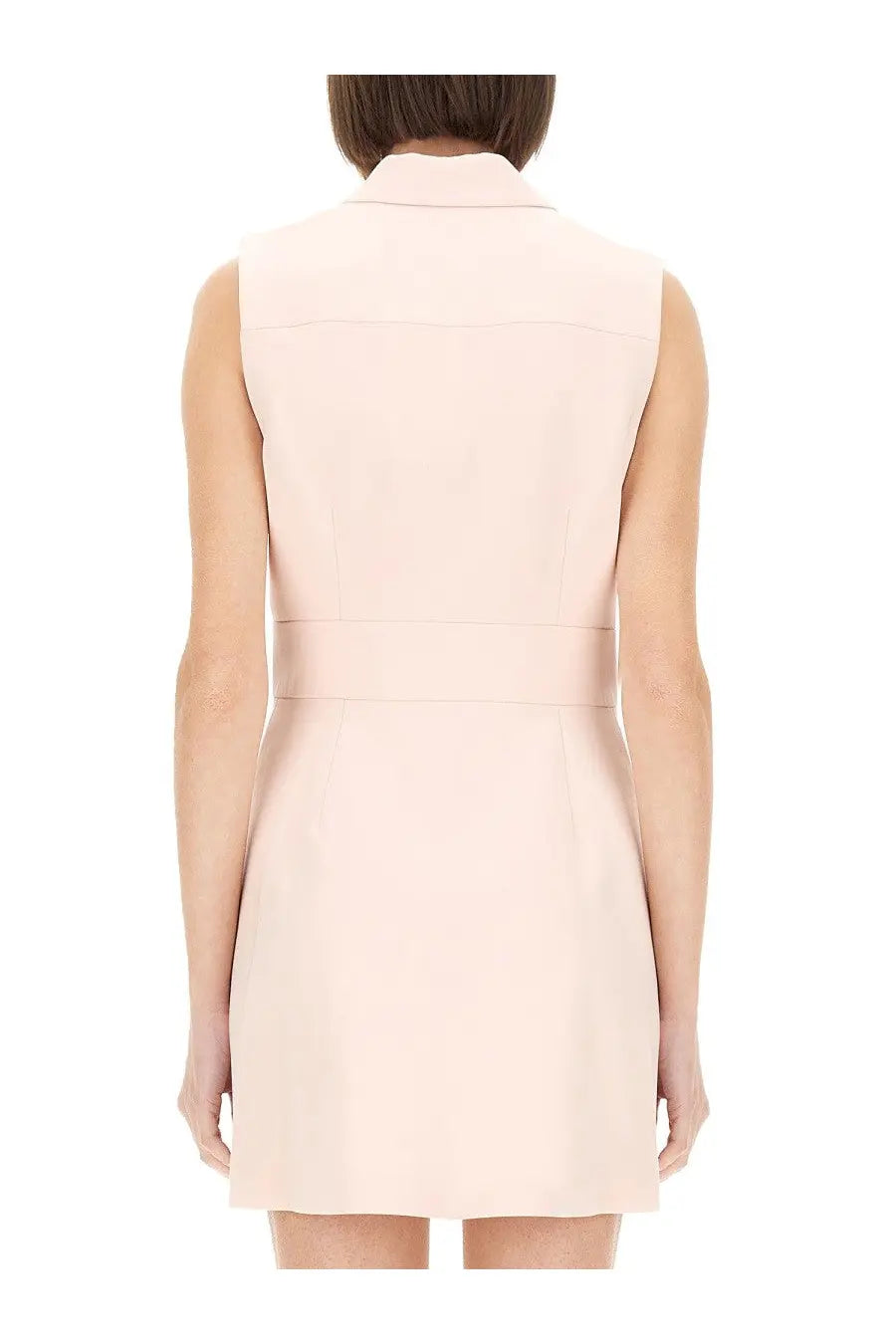 Theory women’s mini dress in pale pink sleeveless fabric with collar and fitted waistband