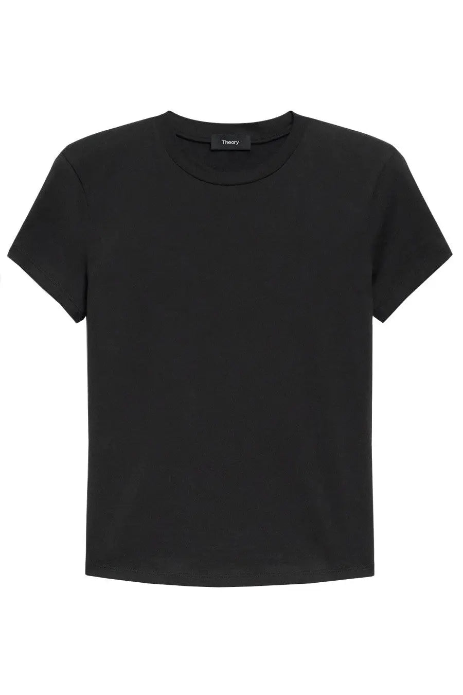 Theory women’s black short-sleeved crew neck t-shirt made of soft pima cotton perfect for casual wear