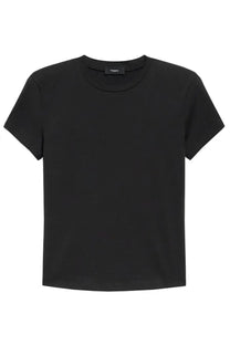 Theory women’s black short-sleeved crew neck t-shirt made of soft pima cotton perfect for casual wear