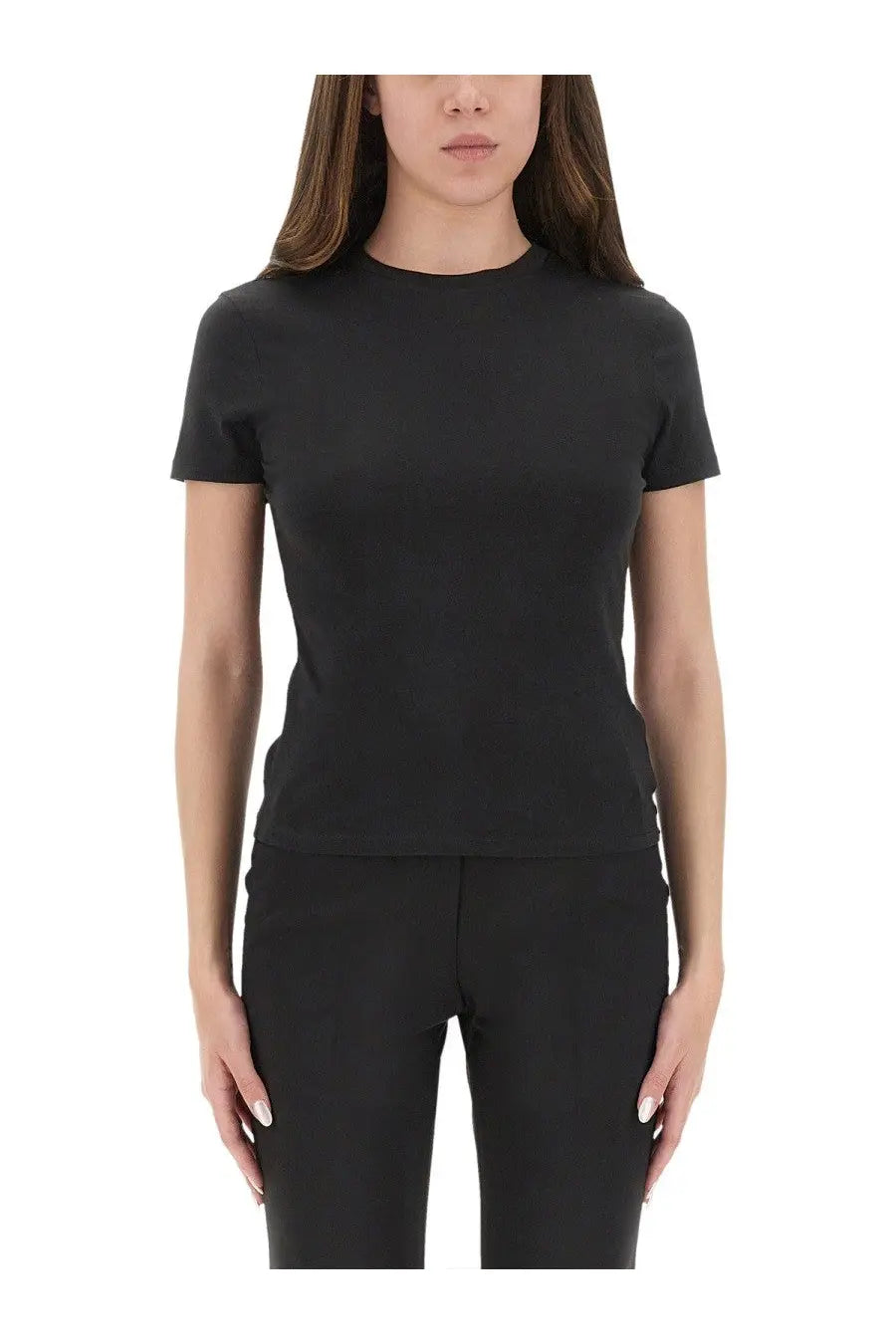 Theory women’s pima cotton black t-shirt with short sleeves round neckline and fitted silhouette
