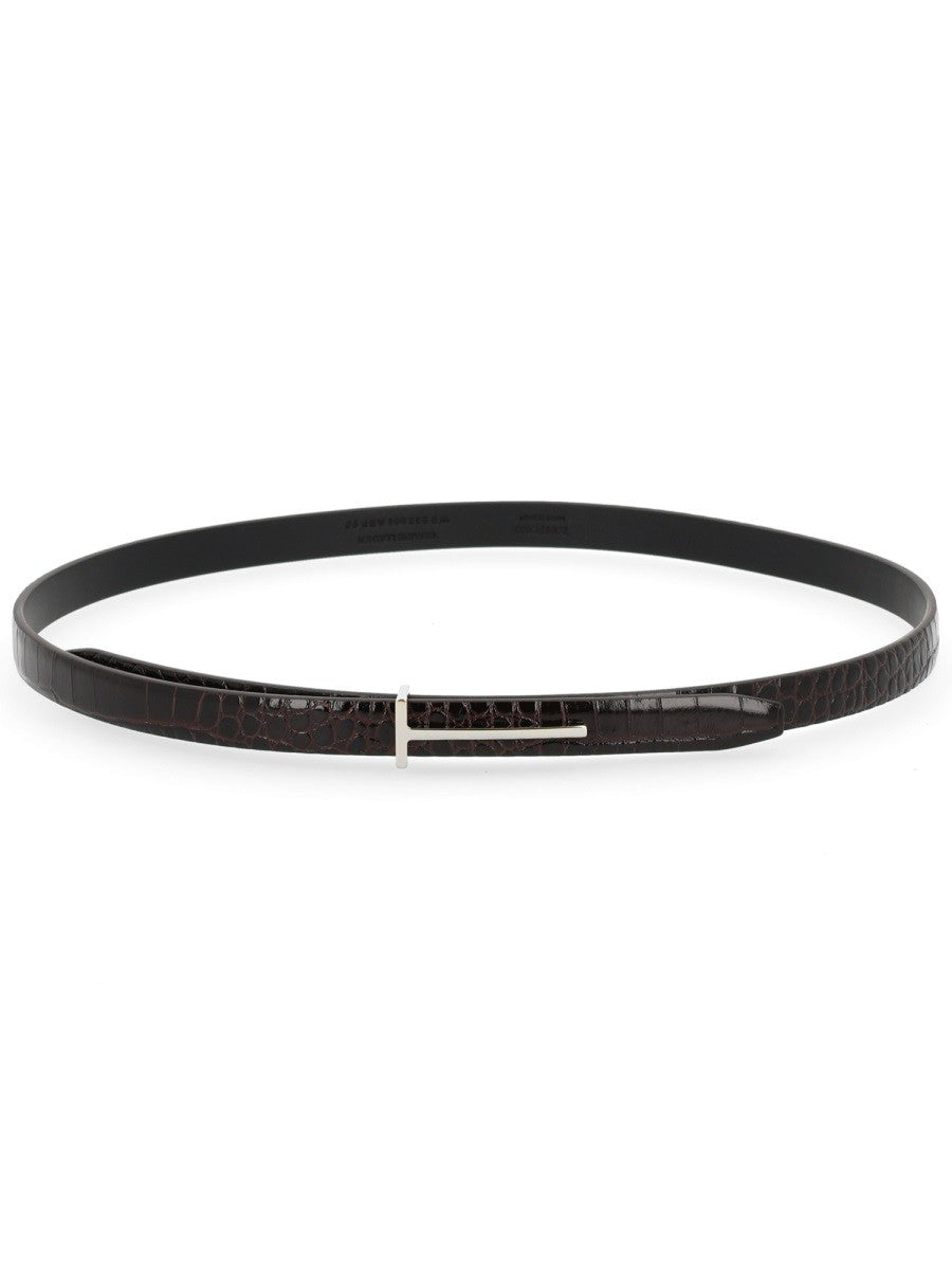 Tom Ford Women's Thin Leather Belt Brown Tom Ford