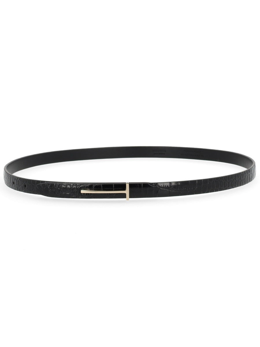Tom Ford Women's Thin Leather Belt Black Tom Ford