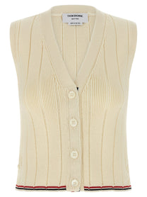 THOM BROWNE - THOM BROWNE - RWB intarsia vest - Women’s Outerwear