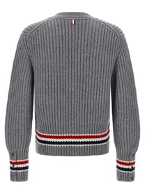 THOM BROWNE - THOM BROWNE - RWB tape cardigan - Men’s Knitwear