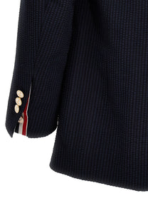 THOM BROWNE - THOM BROWNE - Single-breasted seersucker blazer - Men’s Clothing